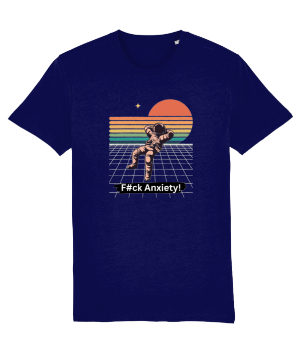 mockup-c57c59340ac23766ff773c2bc848e02f.png Tricou „F#ck Anxiety!” – Synthwave Chill & Liberation - 100% Bumbac Organic